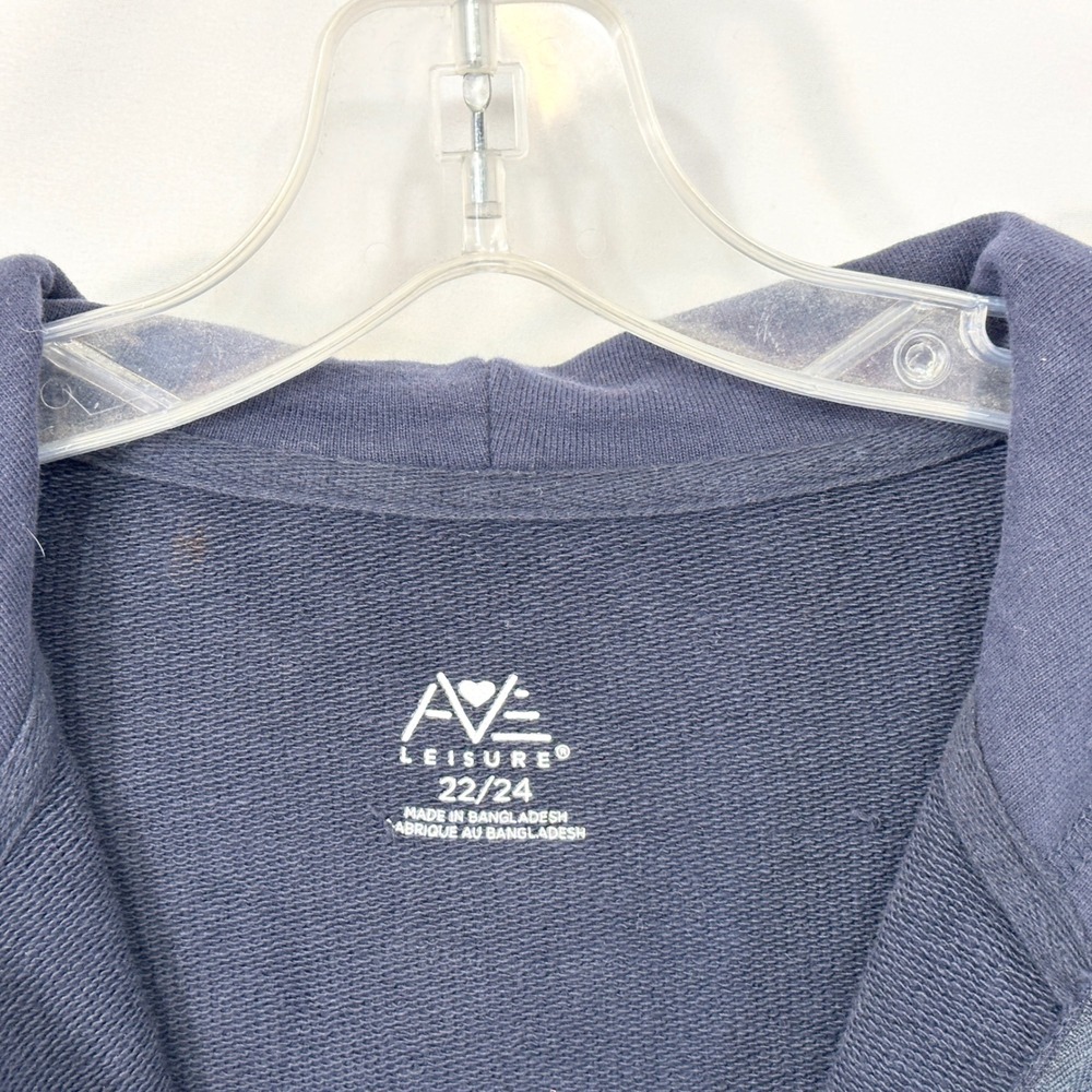 Avenue Plus Size 22/24 Hoodie Full Zip Up Jacket Athleisure Navy Blue Terry D - Picture 7 of 8